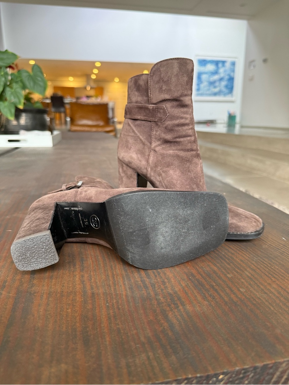 CHANEL Brown Suede Buckle Ankle Boots - Picture 7 of 7